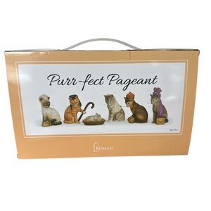Hallmark Decorative Roman Purr-Fect Cat Nativity Pageant Scene 6 Piece Set
